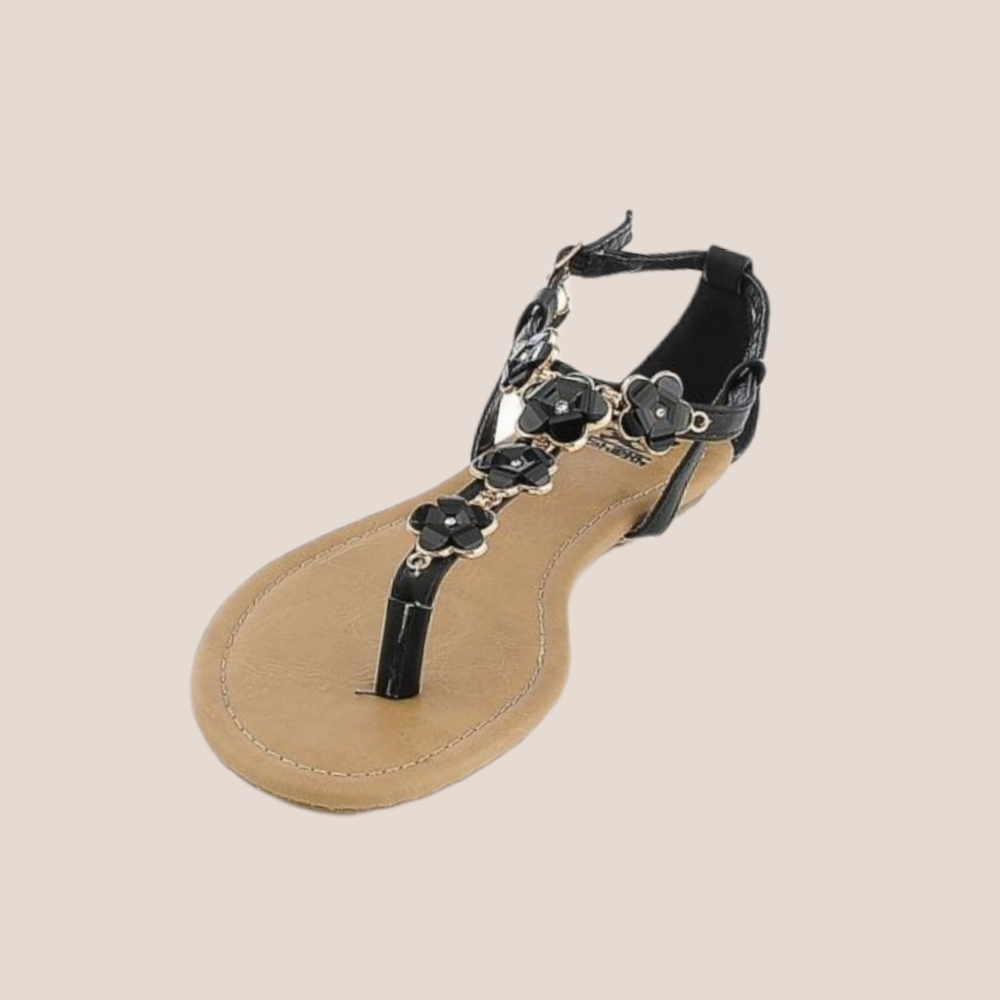 Black Rhinestone Thong Sandals